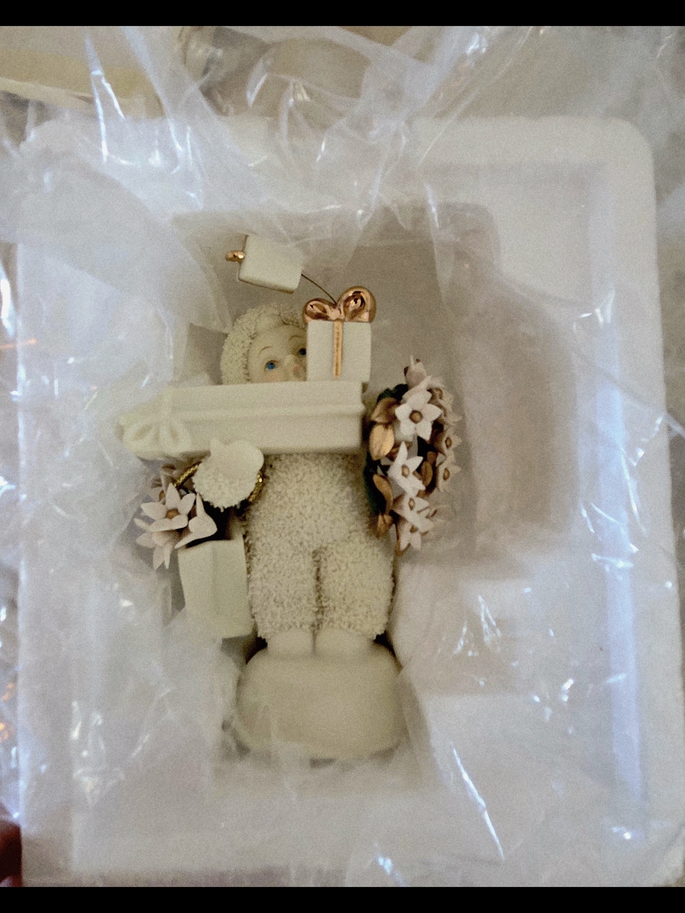 Department 56 Red Gift Box Packaging with White Label